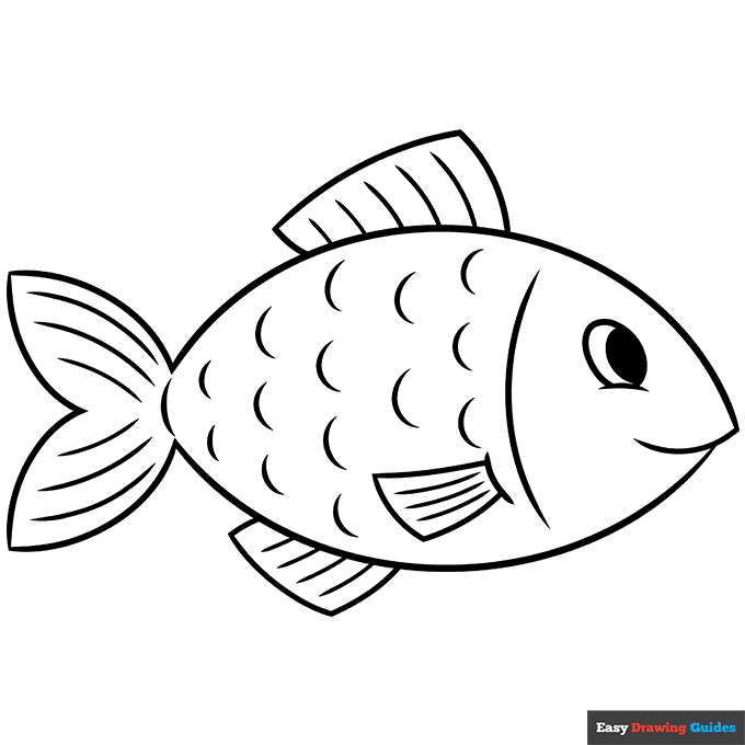 Easy fish coloring page easy drawing guides