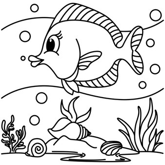 Page simple fish coloring pages images