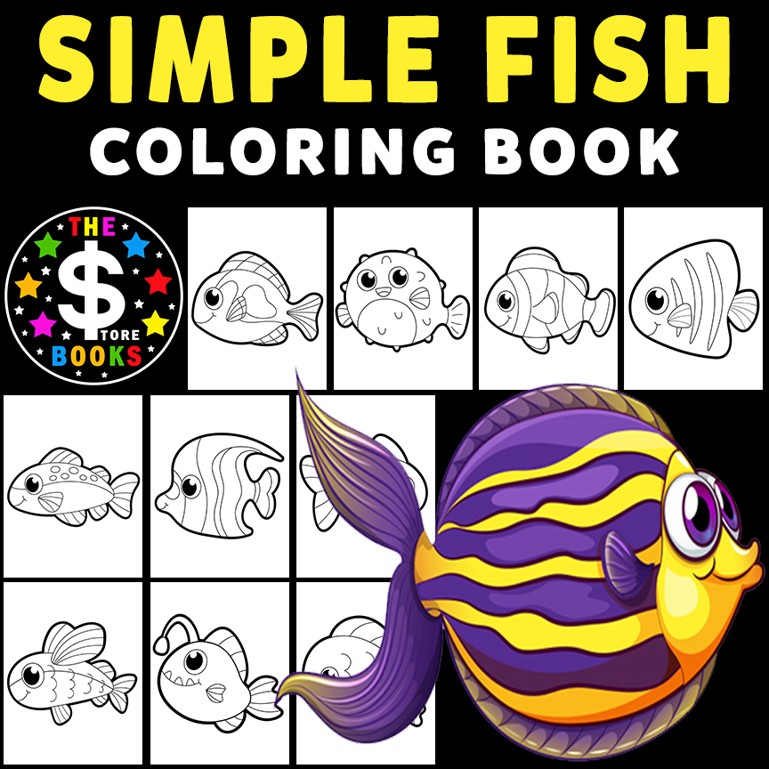 Simple fish coloring book