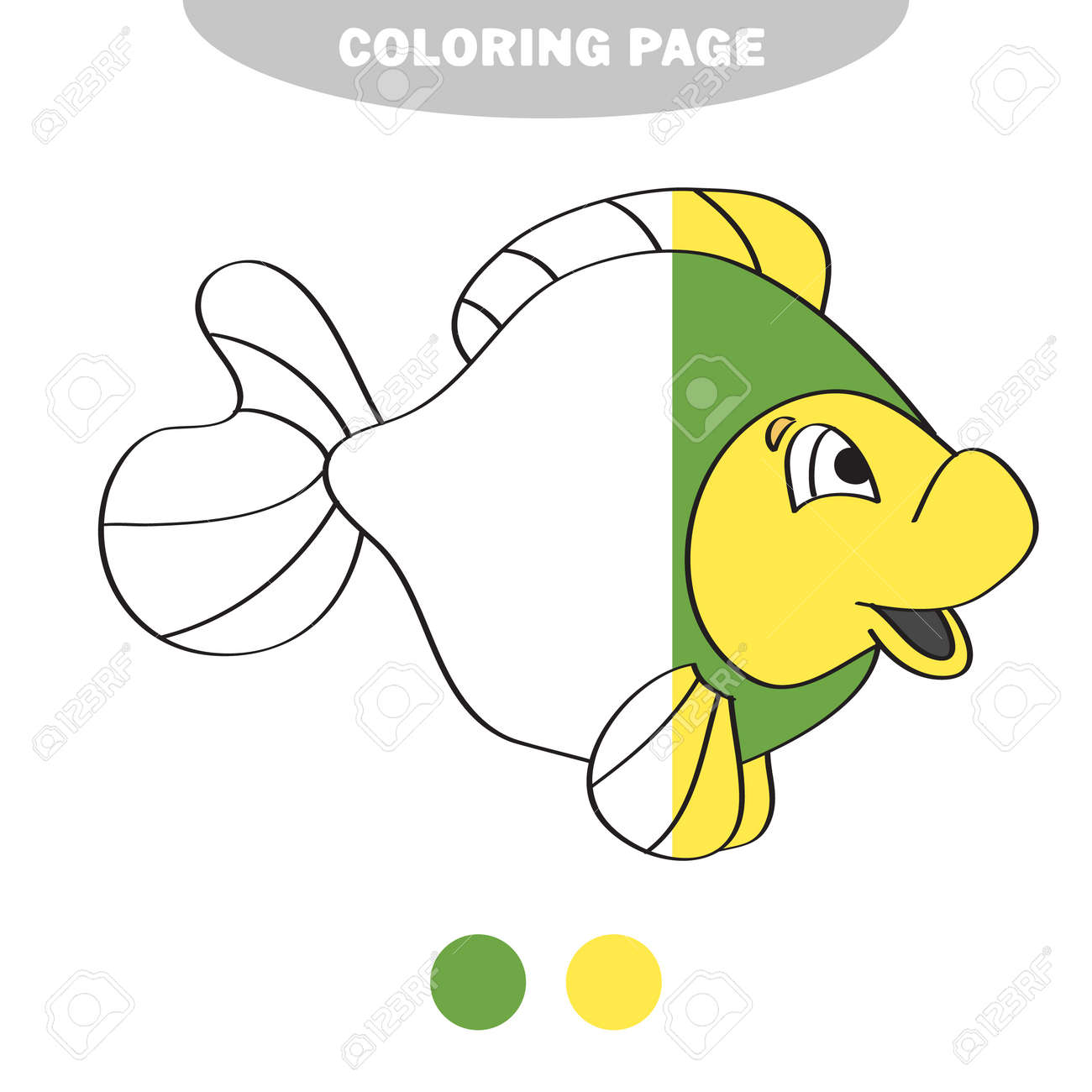 Simple coloring page drawing worksheet for preschool kids with easy gaming level