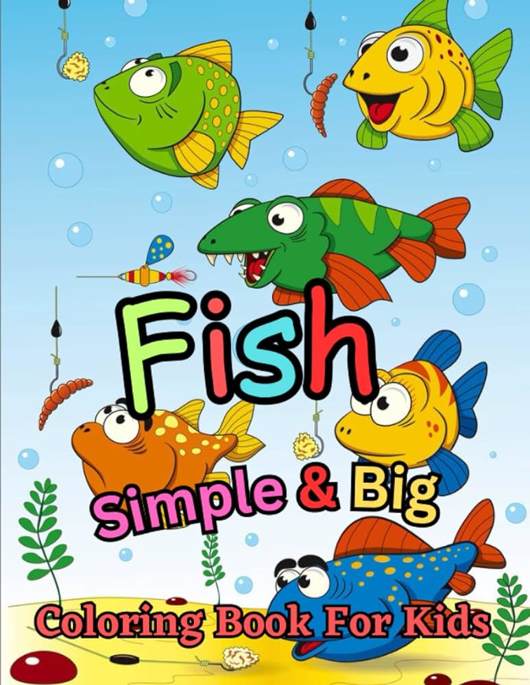 Simple big fish coloring book for by fe paf book