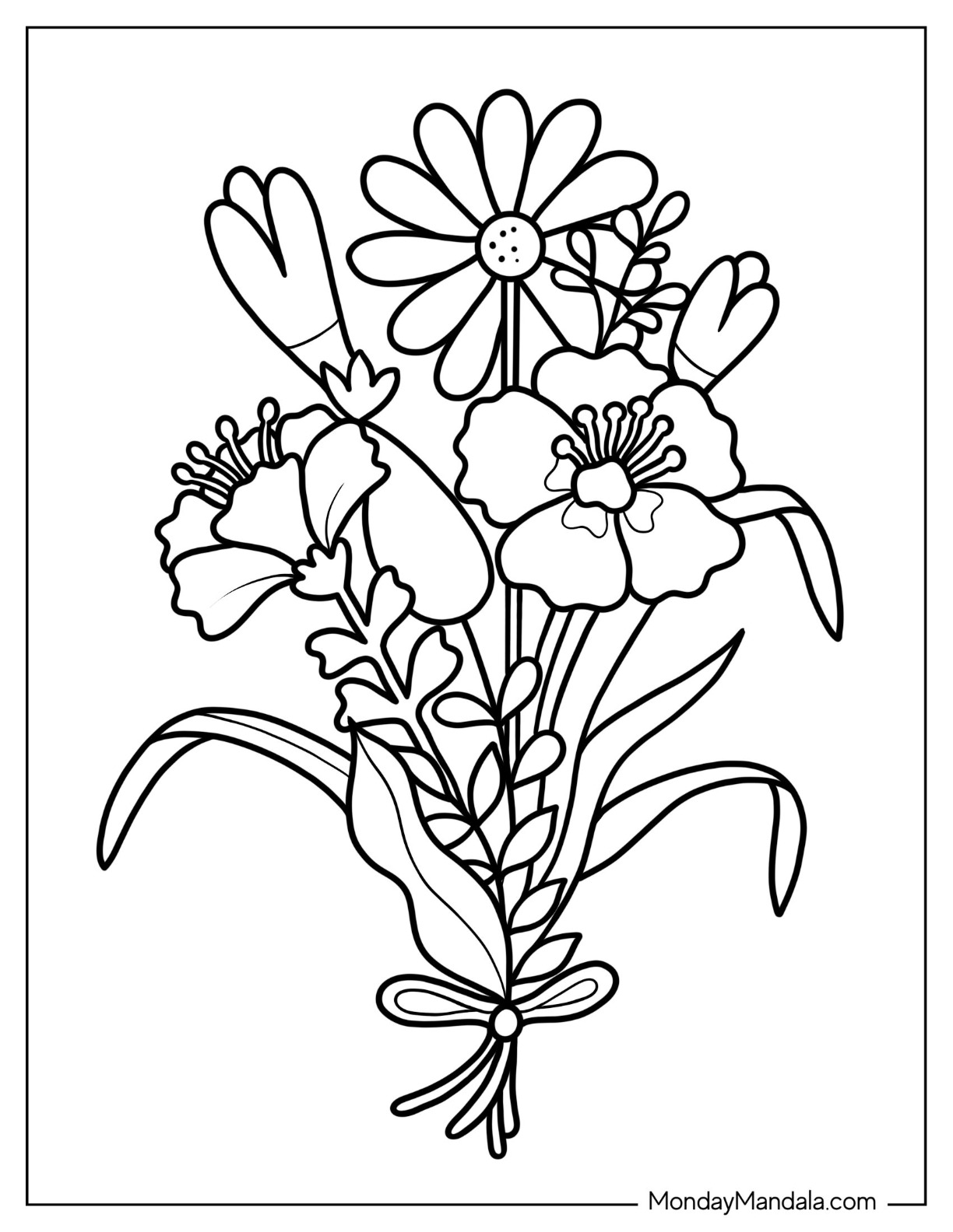 Flower coloring pages free pdf printables