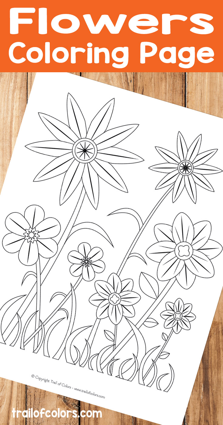 Simple flower coloring page for kids