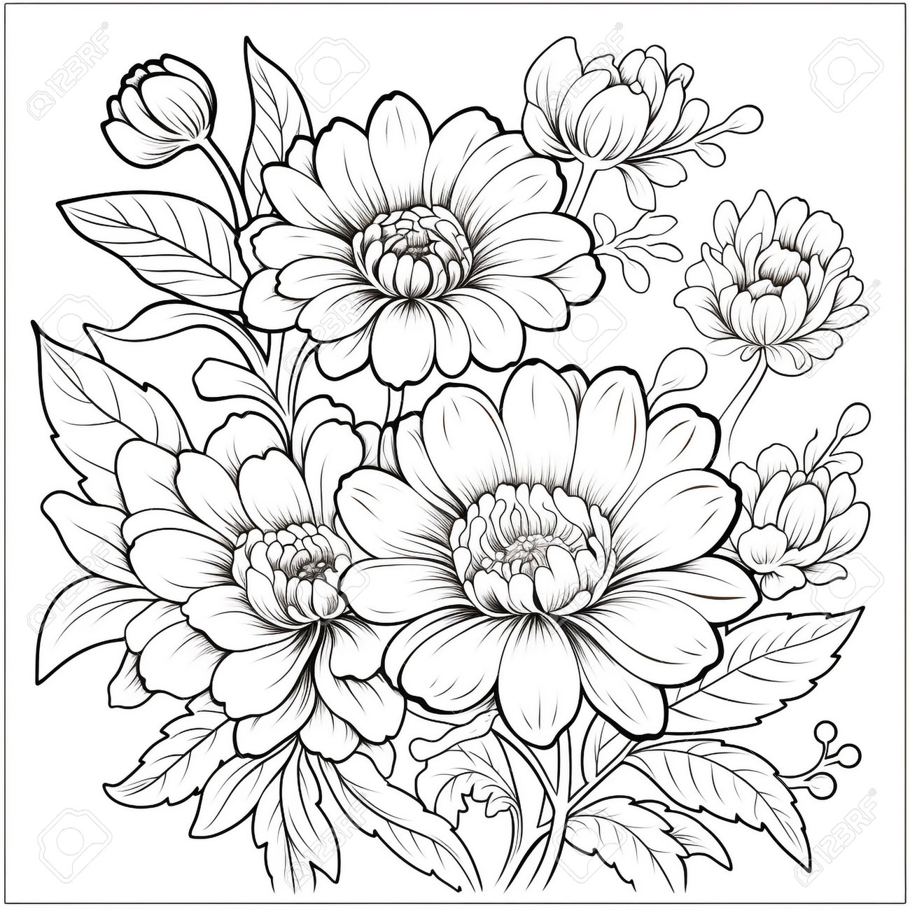 Simple and clean flower coloring pages line art style stock photo picture and royalty free image image