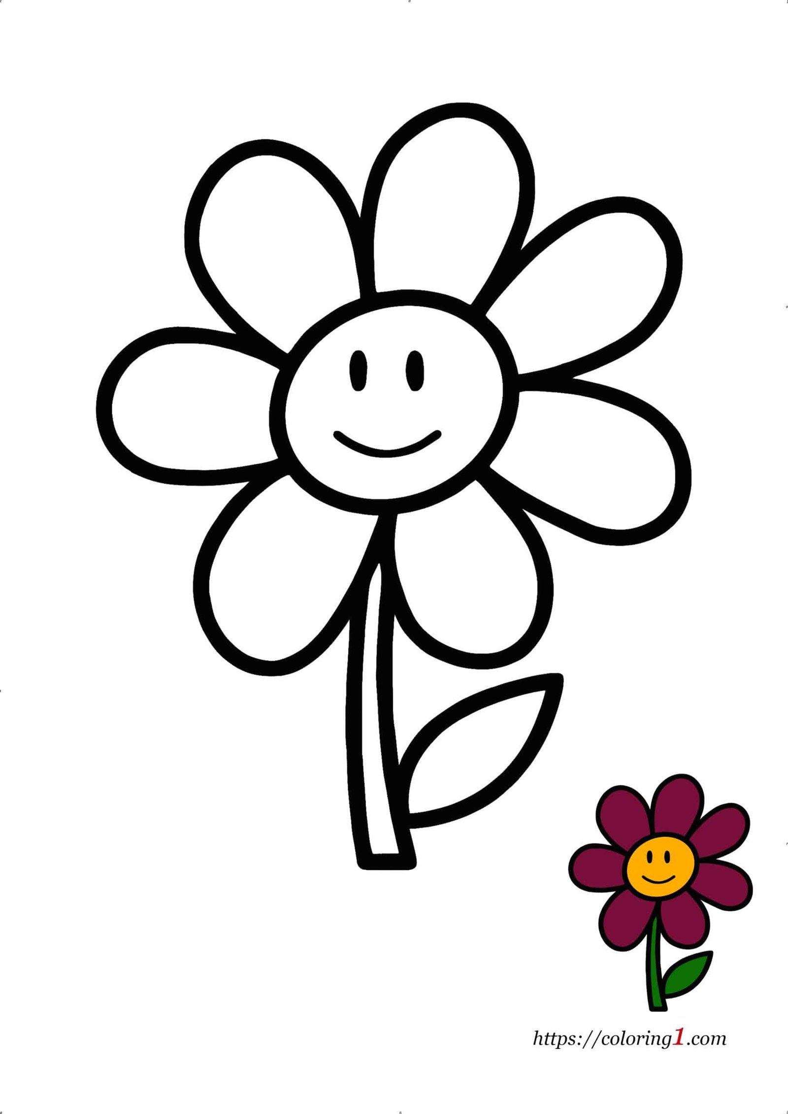Easy flower coloring pages