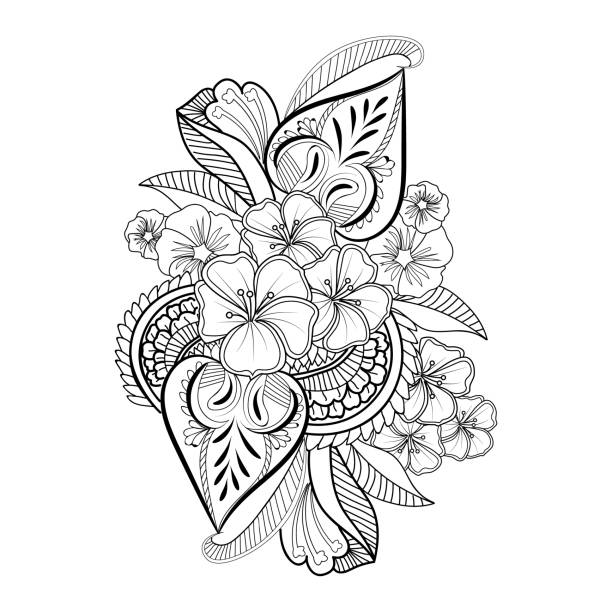 Detailed flower coloring pages printable aesthetic flower coloring pages easy flower coloring pages aesthetic flower cluster drawing cute flower coloring pages flower drawing doodle art doodle art doodle flower coloring pages stock
