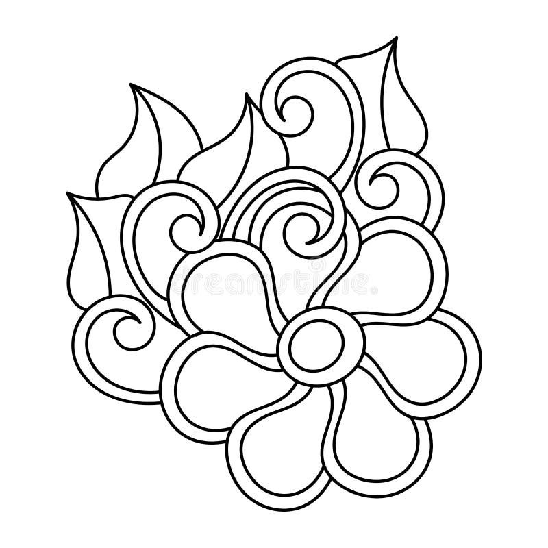 Simple flower coloring book for girls black and white hand