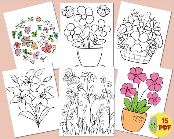 Flowers coloring pages for kids floral coloring pages simple flowers coloring page coloring practice pages kids coloring book printable