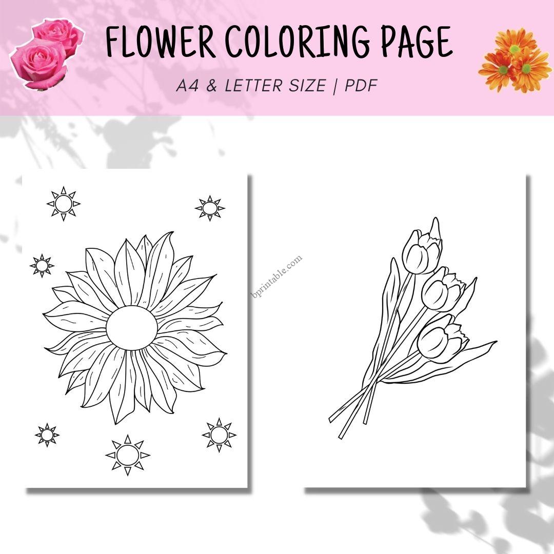 Flower coloring pages coloring book for toodler
