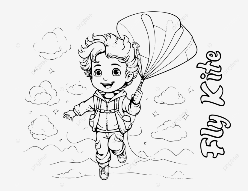 Chearful fly kite coloring page for kids e vector cow coloring page for kids cow coloring pages easy cow coloring pages png and vector with transparent background for free download
