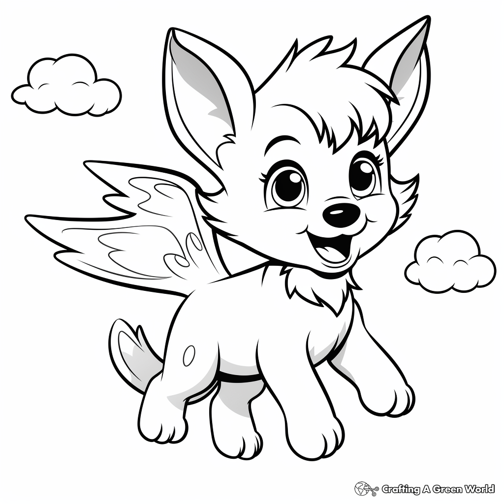 Flying winged wolf coloring pages