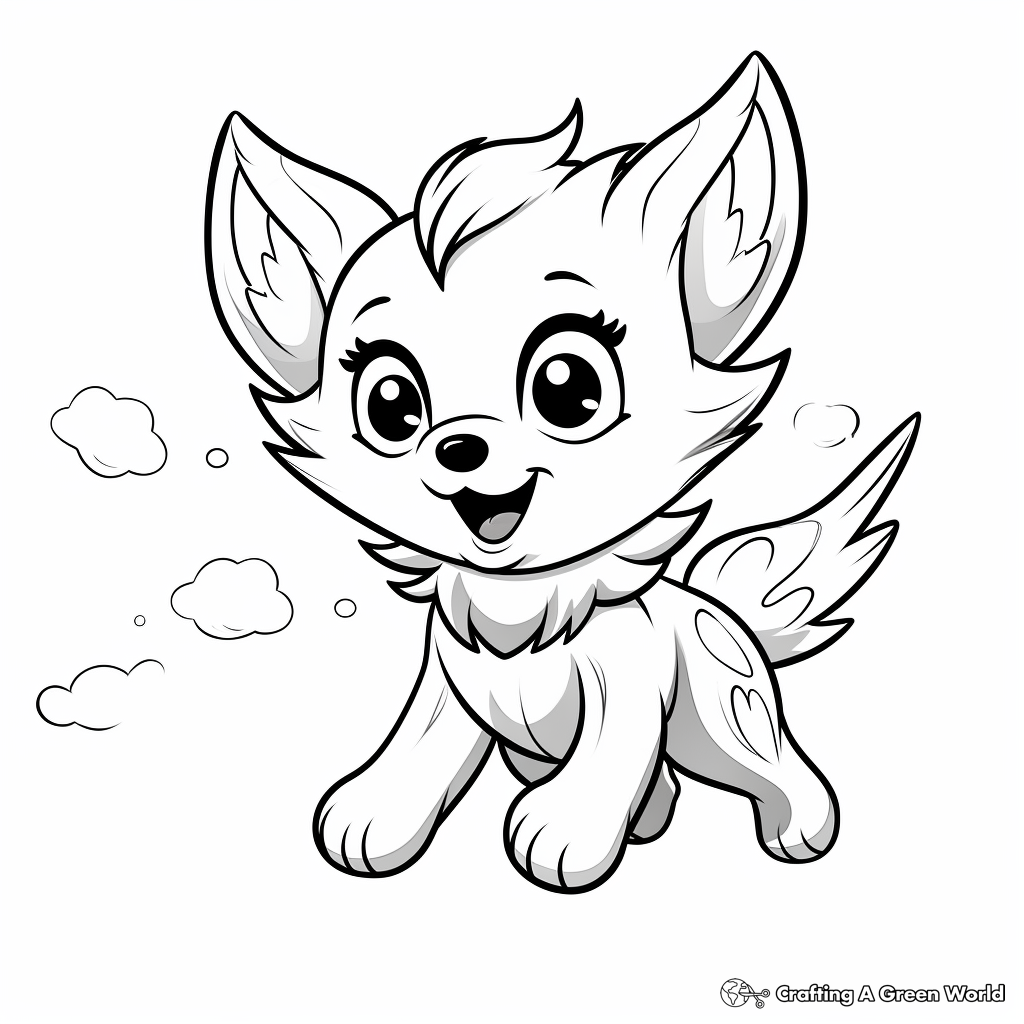 Flying winged wolf coloring pages