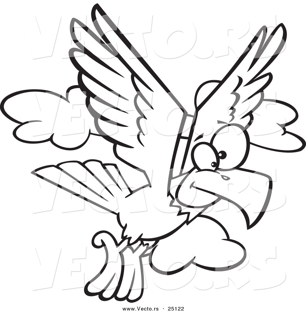 R of a cartoon eagle flying