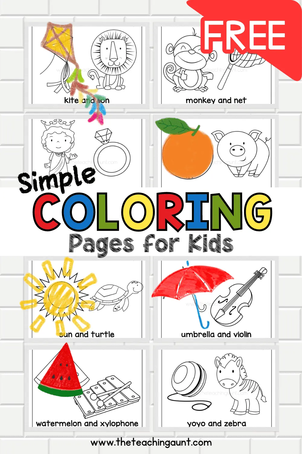 Simple coloring pages for kids