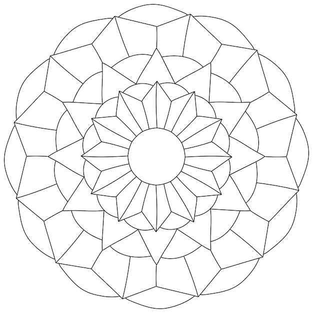 Premium vector simple mandala of geometric shapes linear coloring page for creativity
