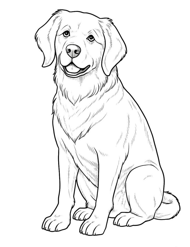 Free dog coloring pages for kids printables dog coloring page dog drawing simple golden retriever drawing