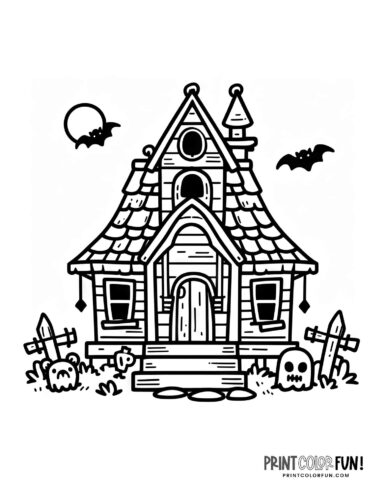 Haunted house coloring pages easy craft activities for halloween fun at