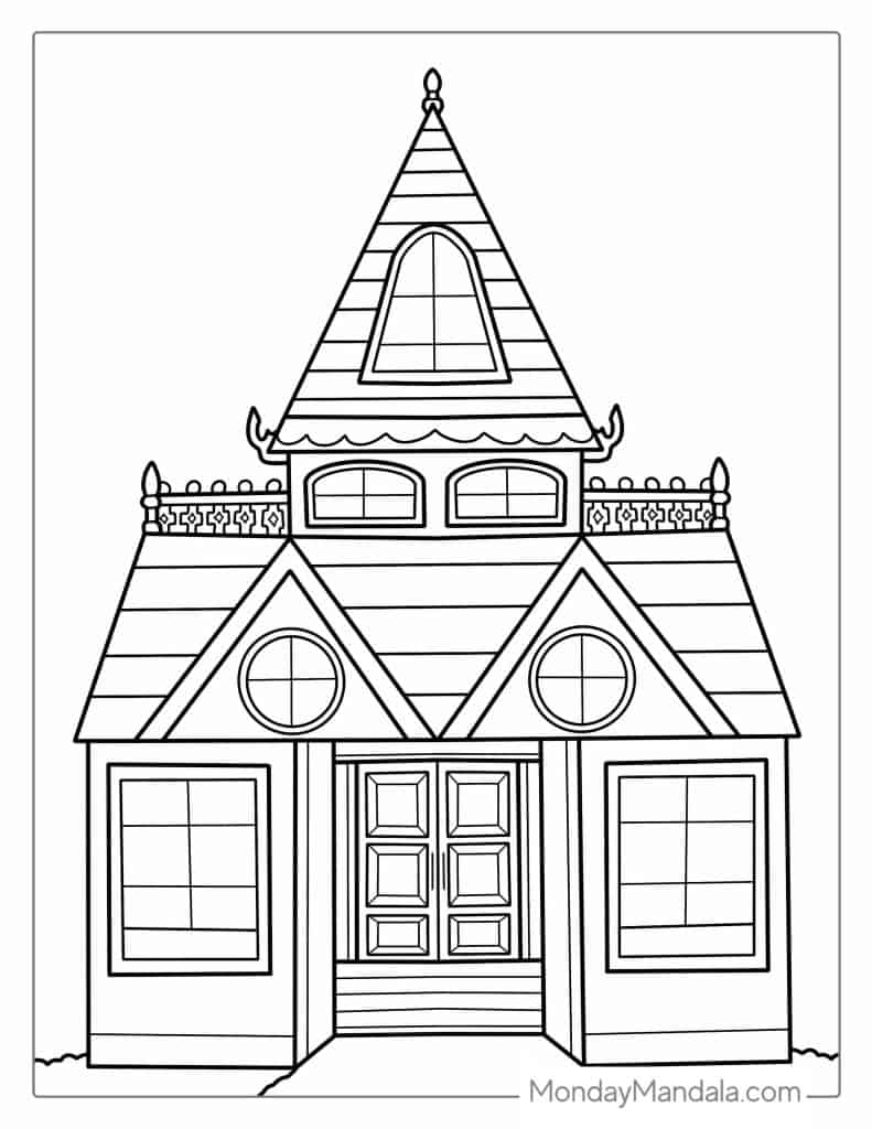 Haunted house coloring pages free pdf printables