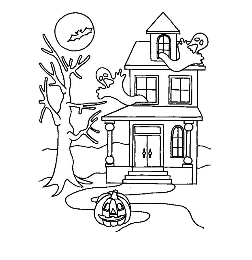 Free printable haunted house coloring pages for kids