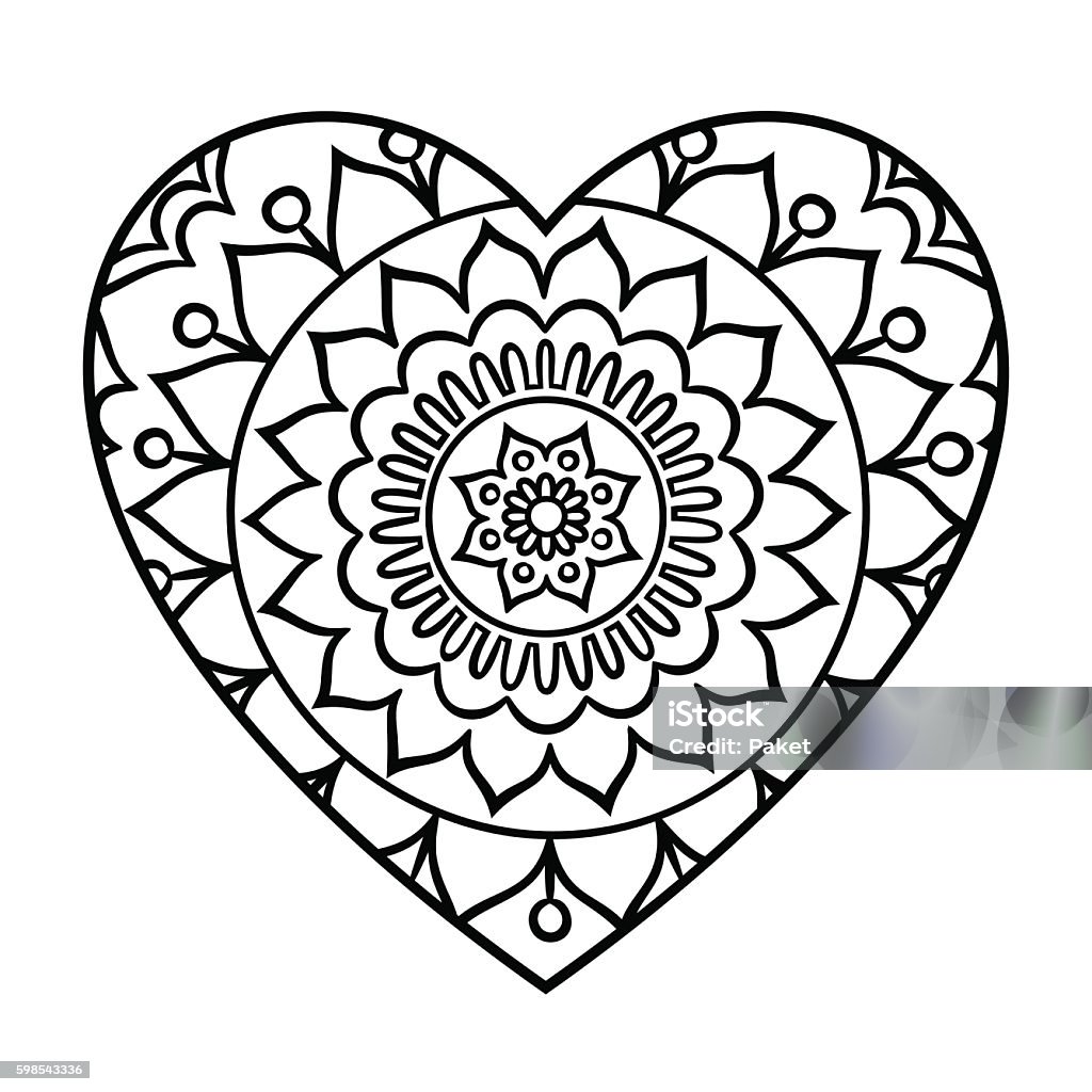 Doodle heart mandala stock illustration