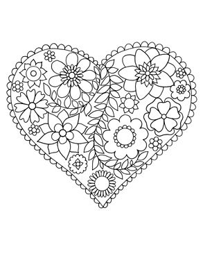 Valentines day coloring page heart coloring pages flower coloring pages