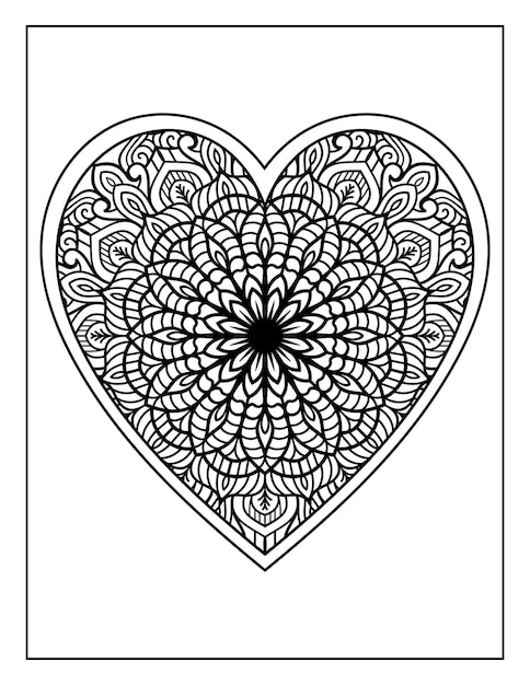 Premium vector mandala floral pattern heart shaped hand drawn tattoo or mehndi design mandala heart coloring pages