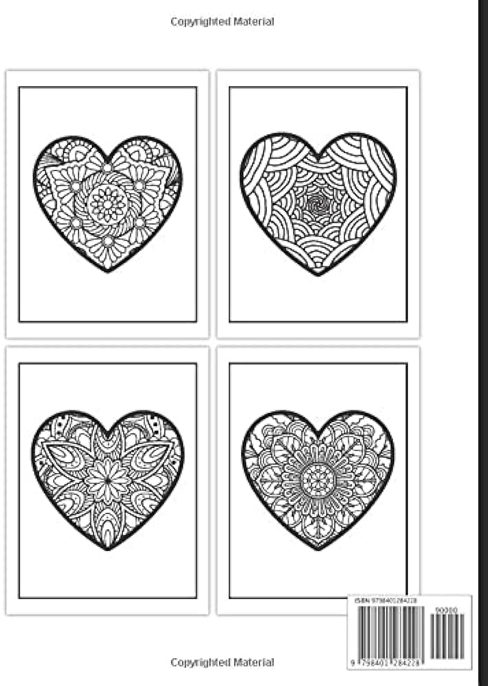 Heart mandala coloring book for adults sweet romantic beginner