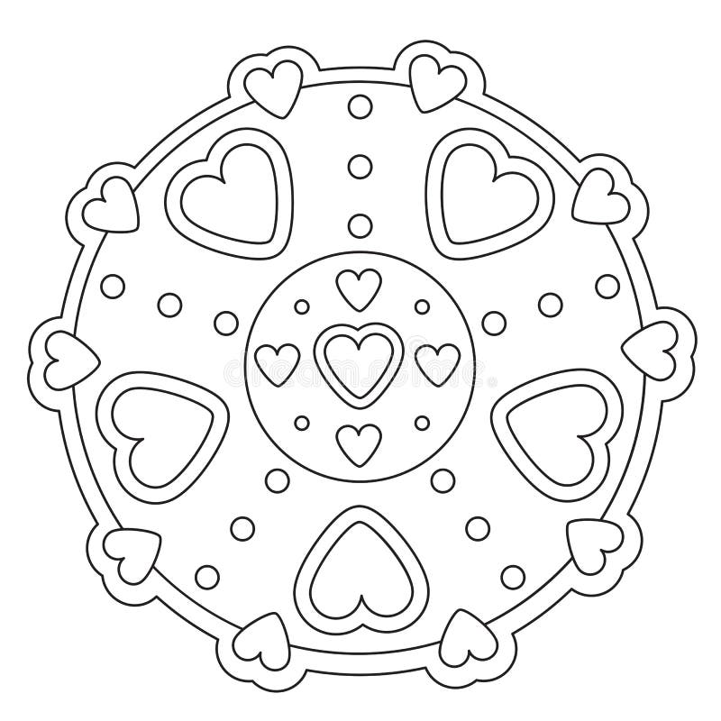 Coloring simple heart mandala stock vector