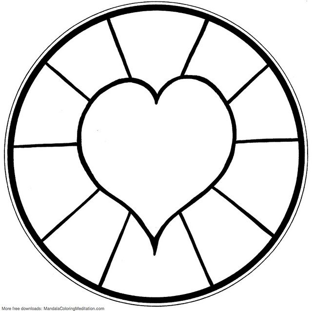 Printable children coloring page heart mandala mandalas for kids heart coloring pages simple mandala