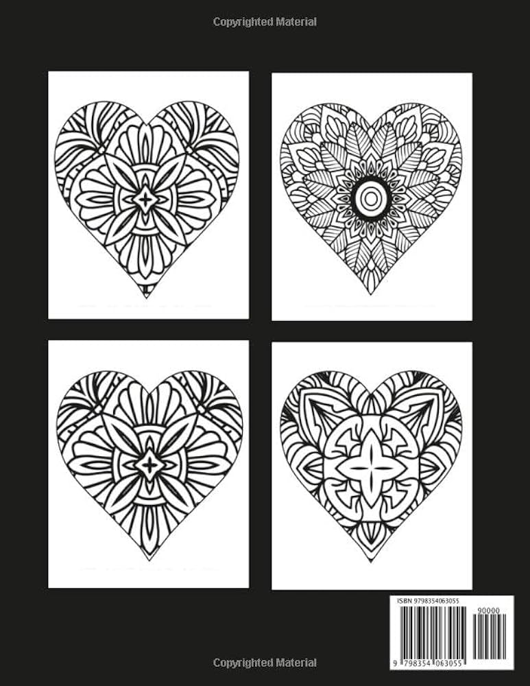 Heart mandala coloring book for adults adult coloring book featuring fun easy beautiful heart mandala coloring book for adult relaxation volume art majdolin books
