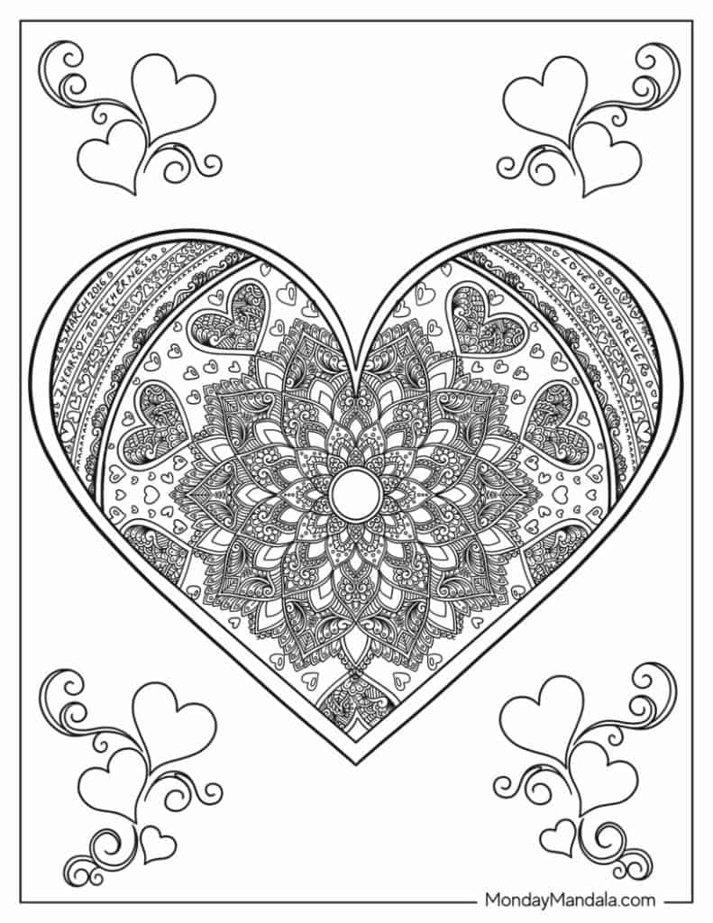 Heart coloring pages free pdf printables