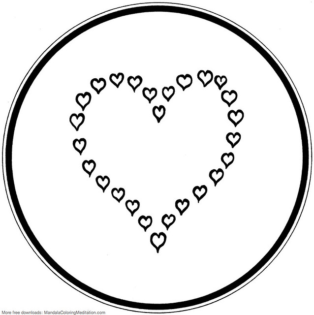 Printable children coloring page heart mandala another â