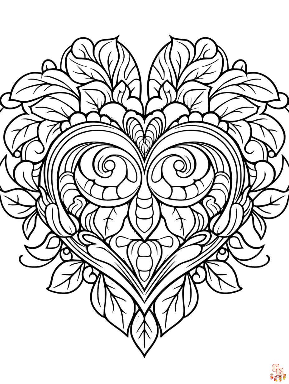 Heart coloring pages for kids
