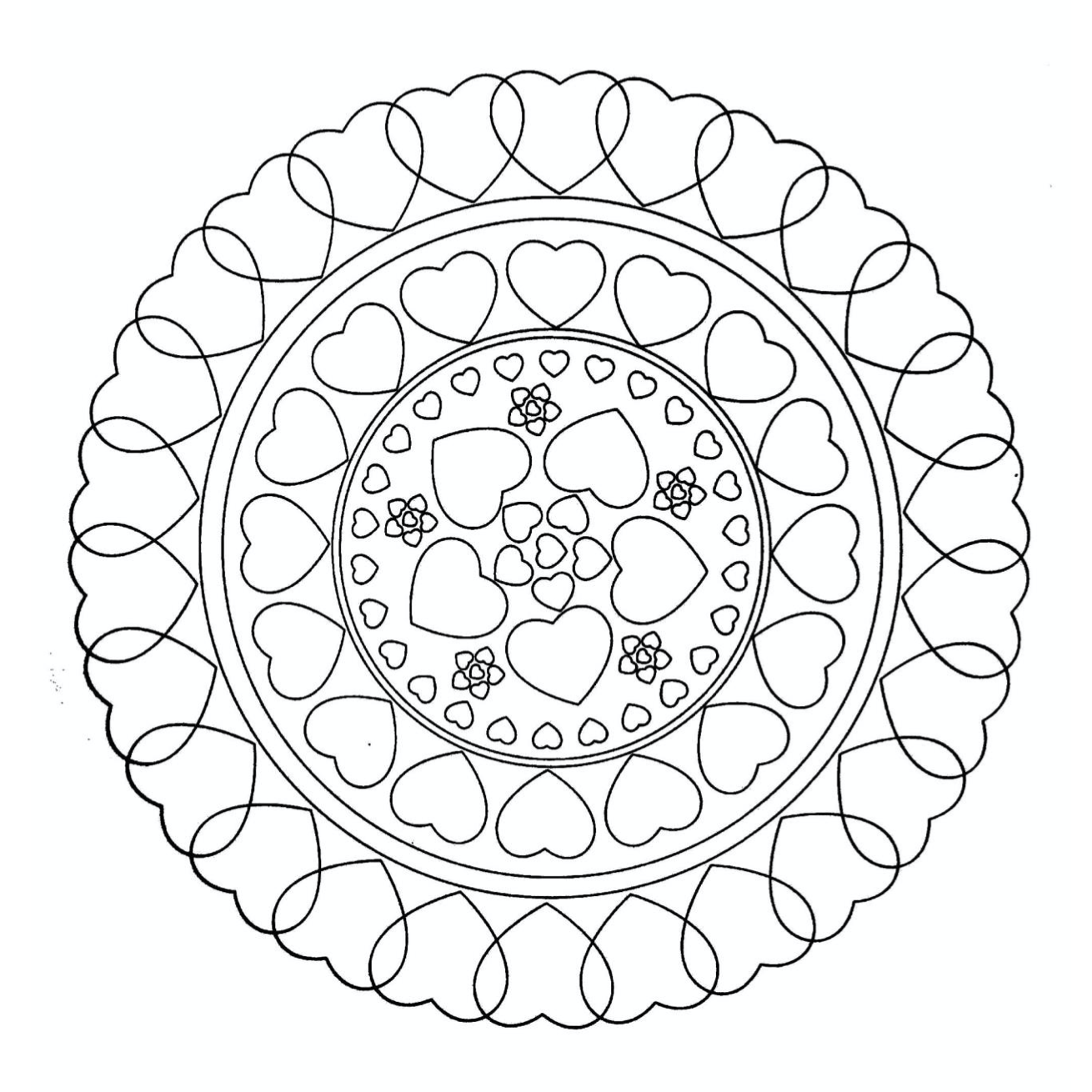 Simple heart mandala free printable mandala art