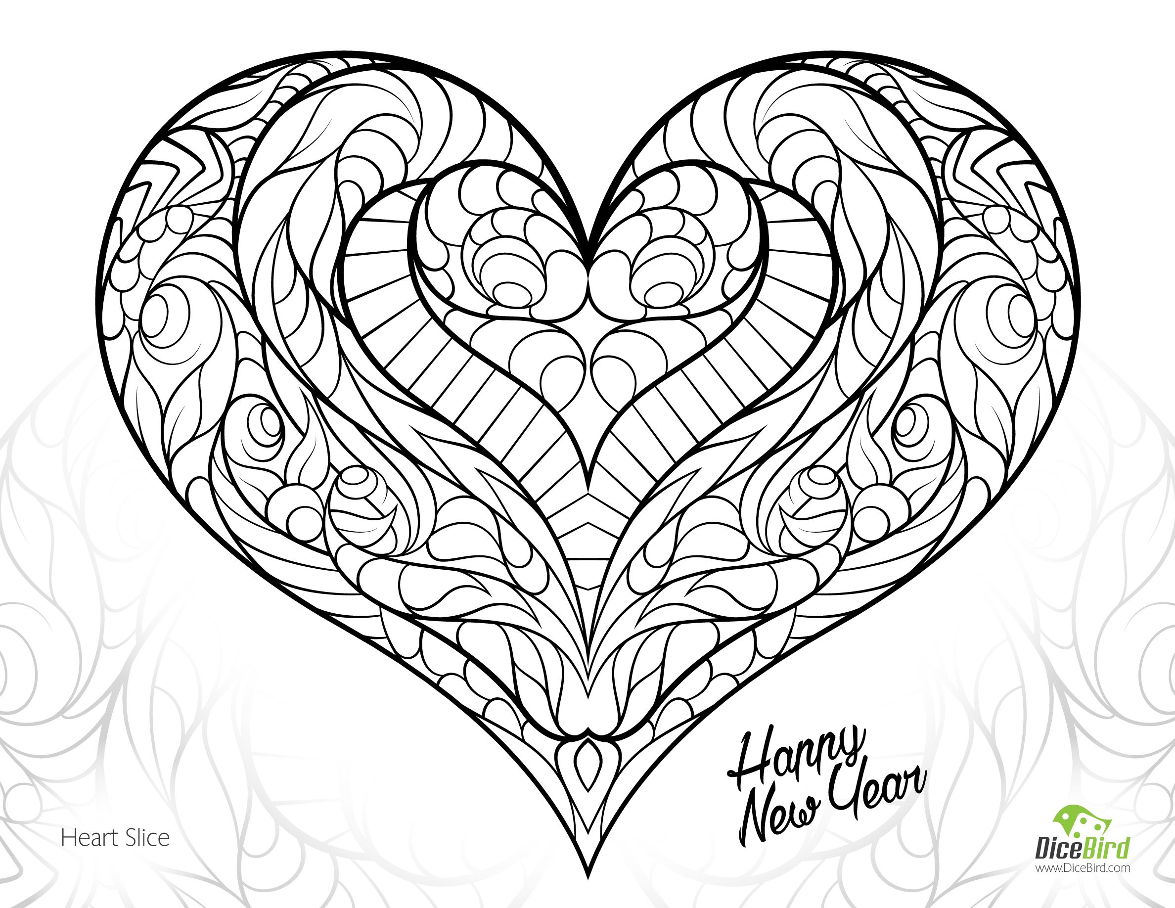 Easy heart coloring page