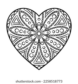 Doodle heart mandala coloring page outline stock vector royalty free