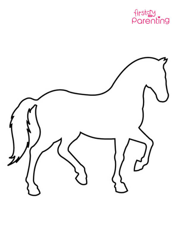 Simple horse outline coloring page for kids