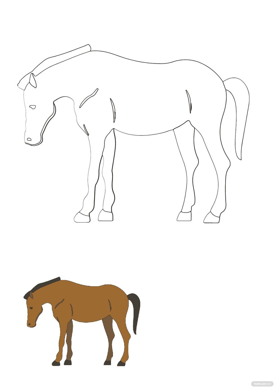 Free flat horse coloring page