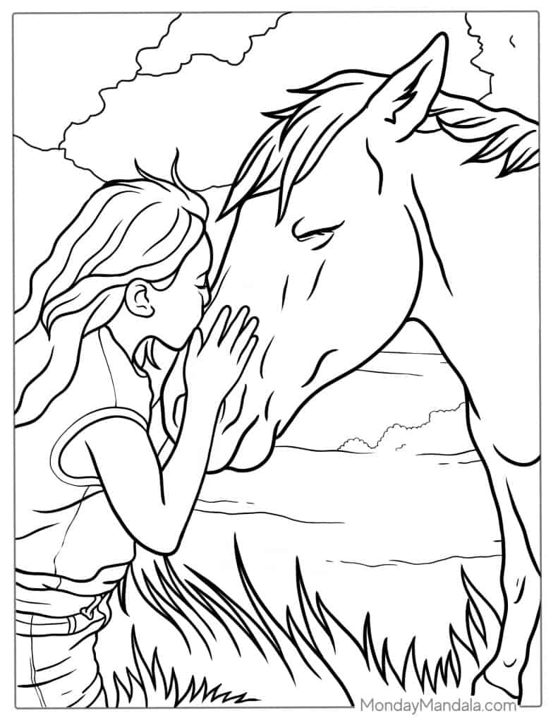 Horse coloring pages free pdf printables