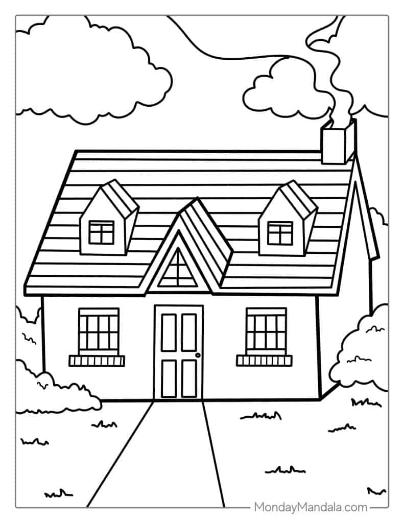 House coloring pages free pdf printables