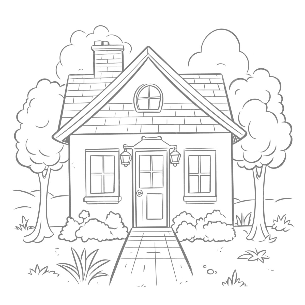Beautiful house house coloring page simple little house coloring page outline sketch drawing vector house drawing wing drawing ring drawing png and vector with transparent background for free download