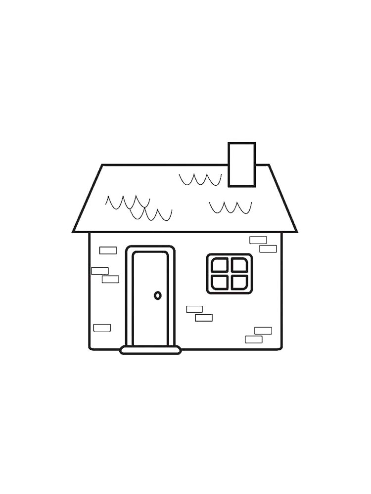 Simple house with a door and window coloring page