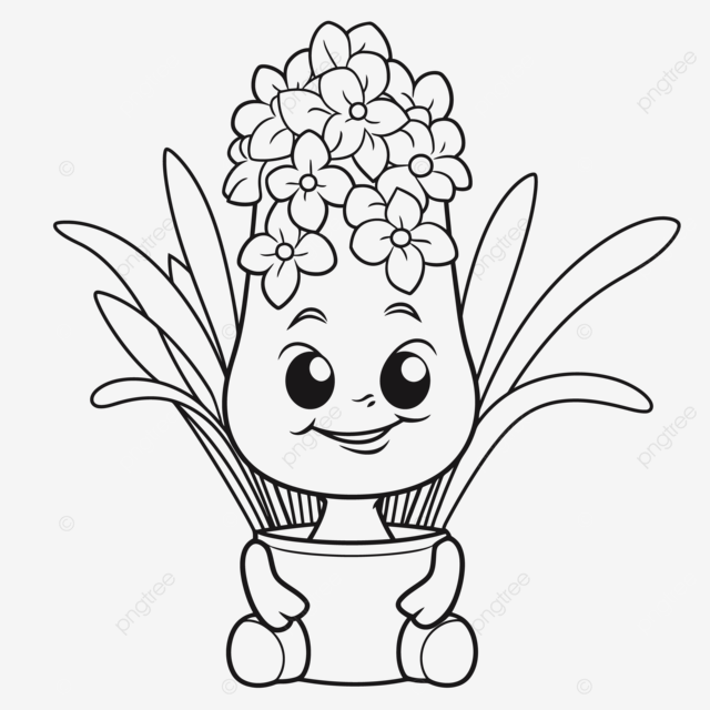 An image with a cartoon flower plant with cute children coloring pages outline sketch drawing vector flower drawing car drawing cartoon drawing png and vector with transparent background for free download