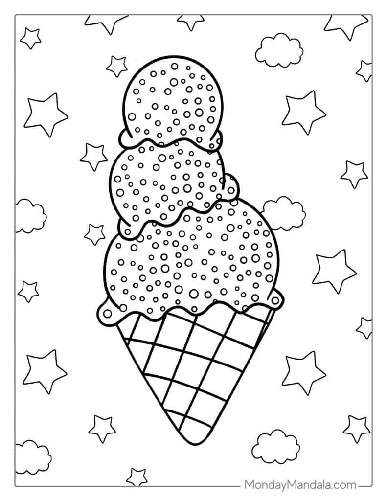 Ice cream coloring pages free pdf printables