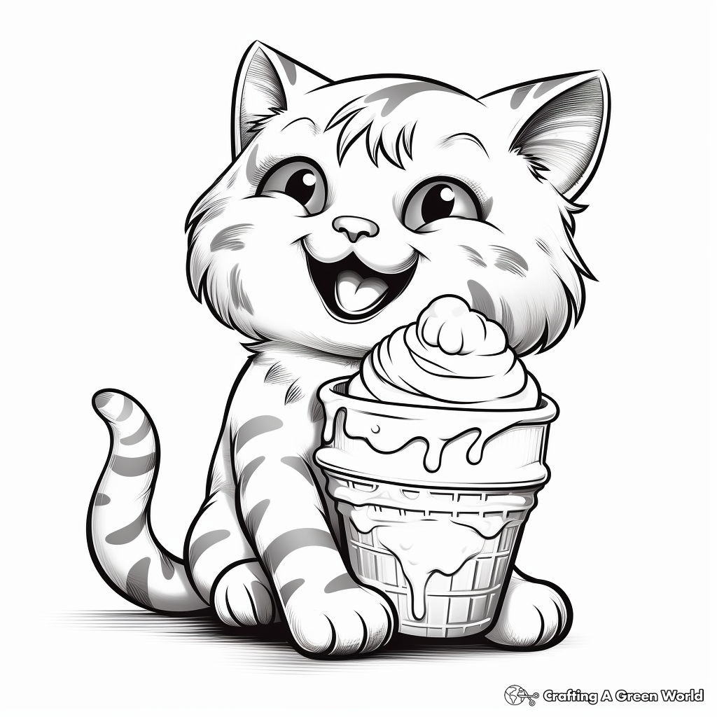Cats and ice cream coloring pages