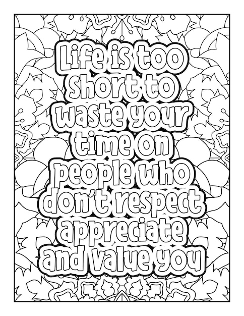 Premium vector motivational quotes coloring page inspirational quotes coloring page coloring page for adults
