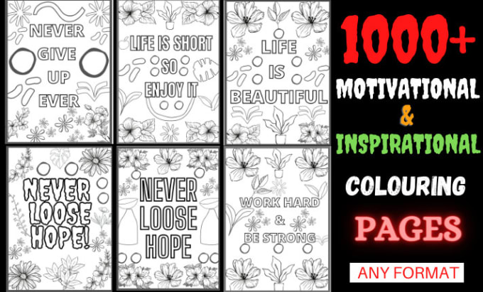 Design motivational quotes coloring book pages for kids by reaz