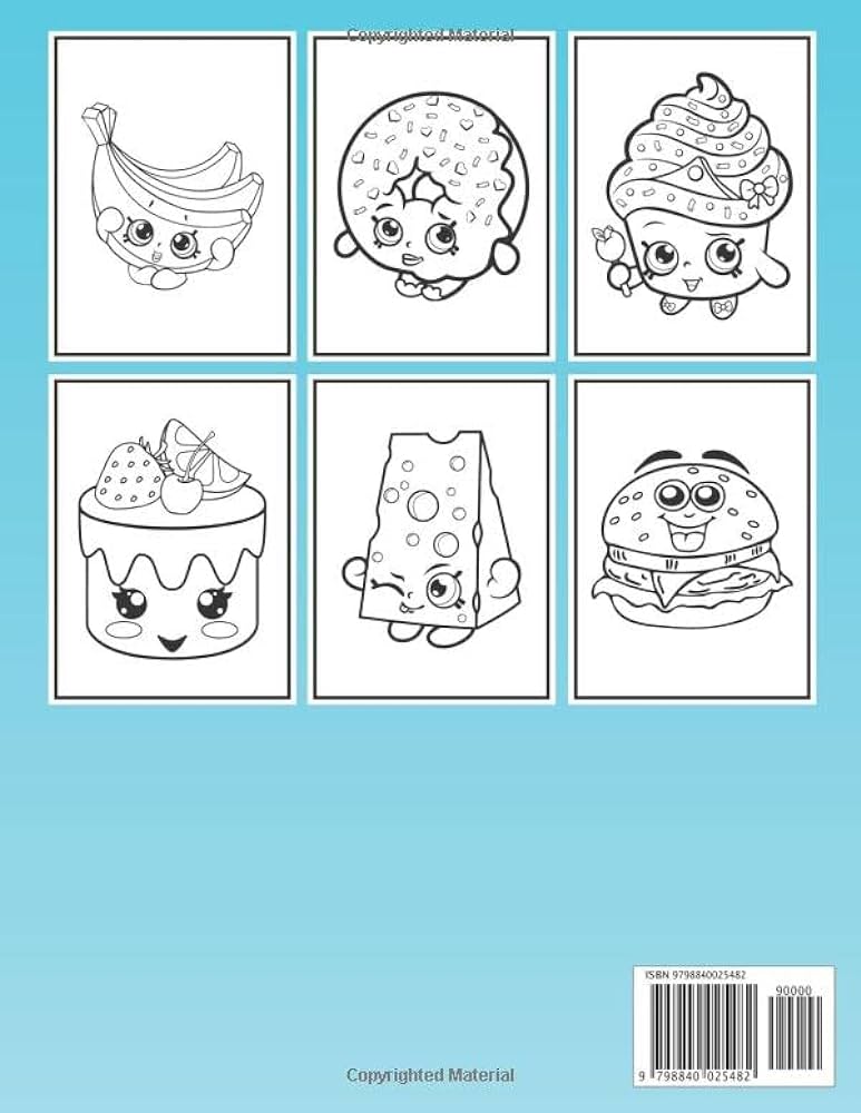 Kawaii food coloring book kawaii food coloring pages for kids boys girls featuring simple designs of cupcakes donuts candy ice cream fruits drinksand more publishing alexa l books
