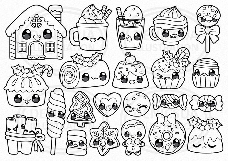 Christmas food clipart delicious clip art winter food vector kawaii dessert digital download png line clip art sticker printable download now