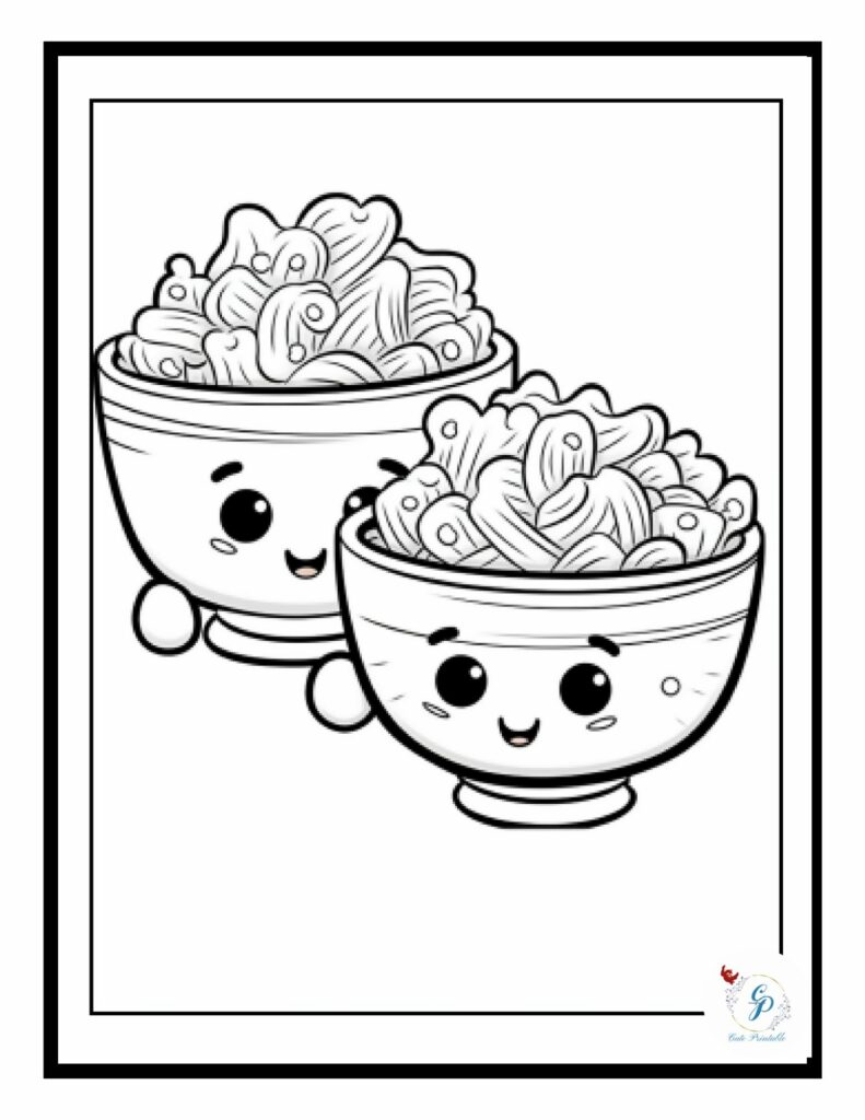 Free cute kawaii food coloring pages for kids adults cute printable